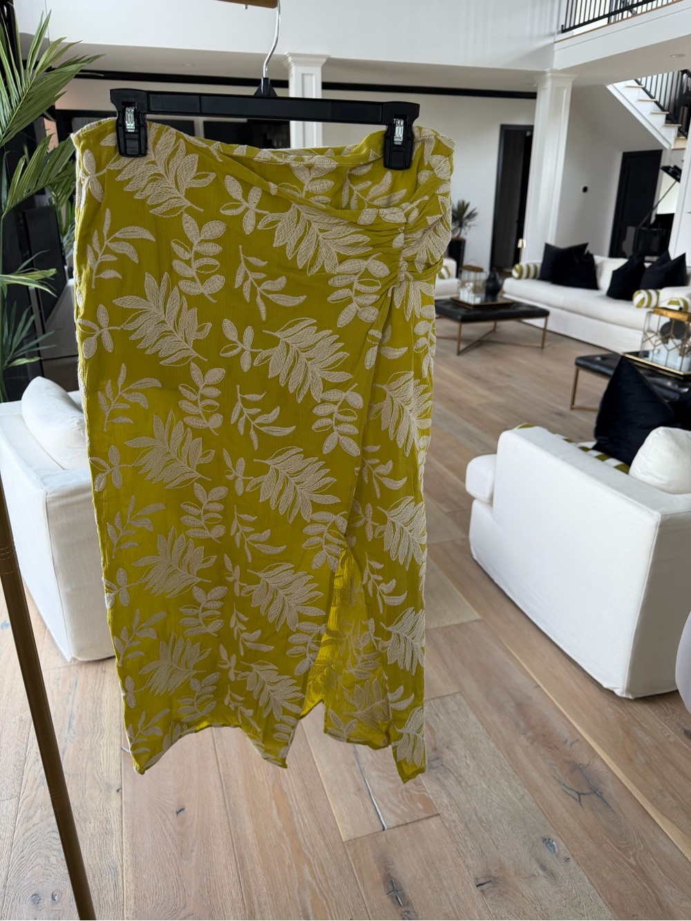 Zara Lime Green Embroidered Leaf Top